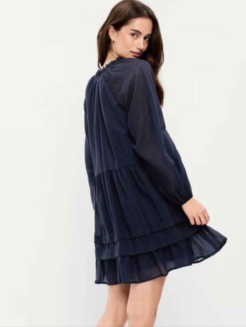 Old Navy Short Length Swing Dress Gauzy Ruffled Fabric Lined XL